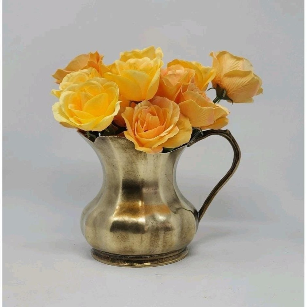 Vtg1983 FTDA Solid Brass Decorative Pitcher Made in Italy Patina Heavy 5.75"